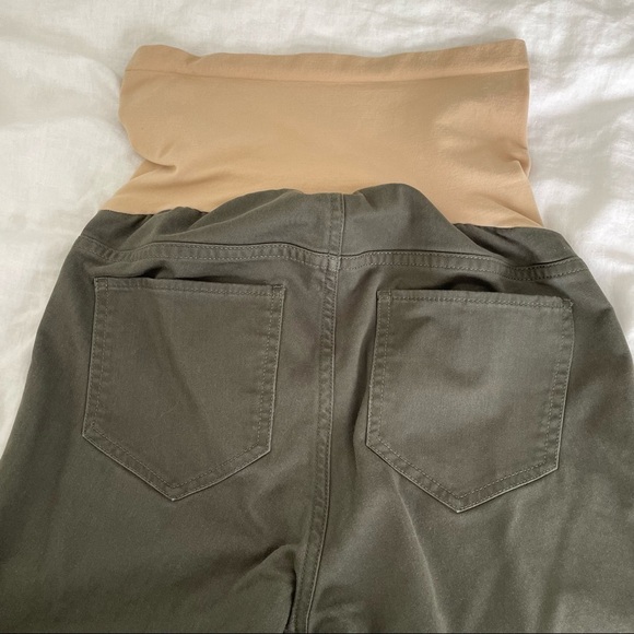 Led Luxe Essentials Denim XS Olive Green maternity jeans and belly band top - Picture 3 of 9